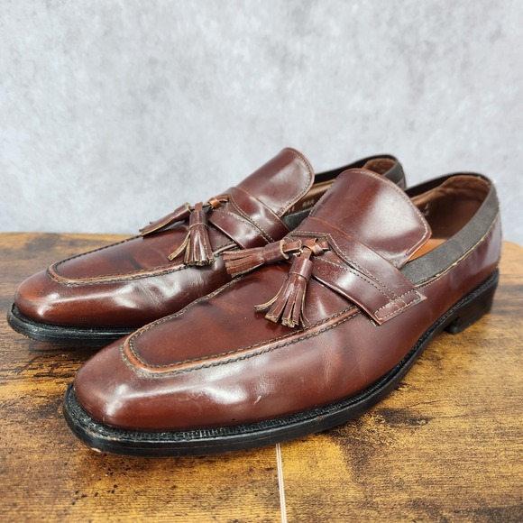 Allen Edmonds Biscayne Loafers Mens 11 AAA Brown Leather Tassel‎ Dress Shoes main image 13